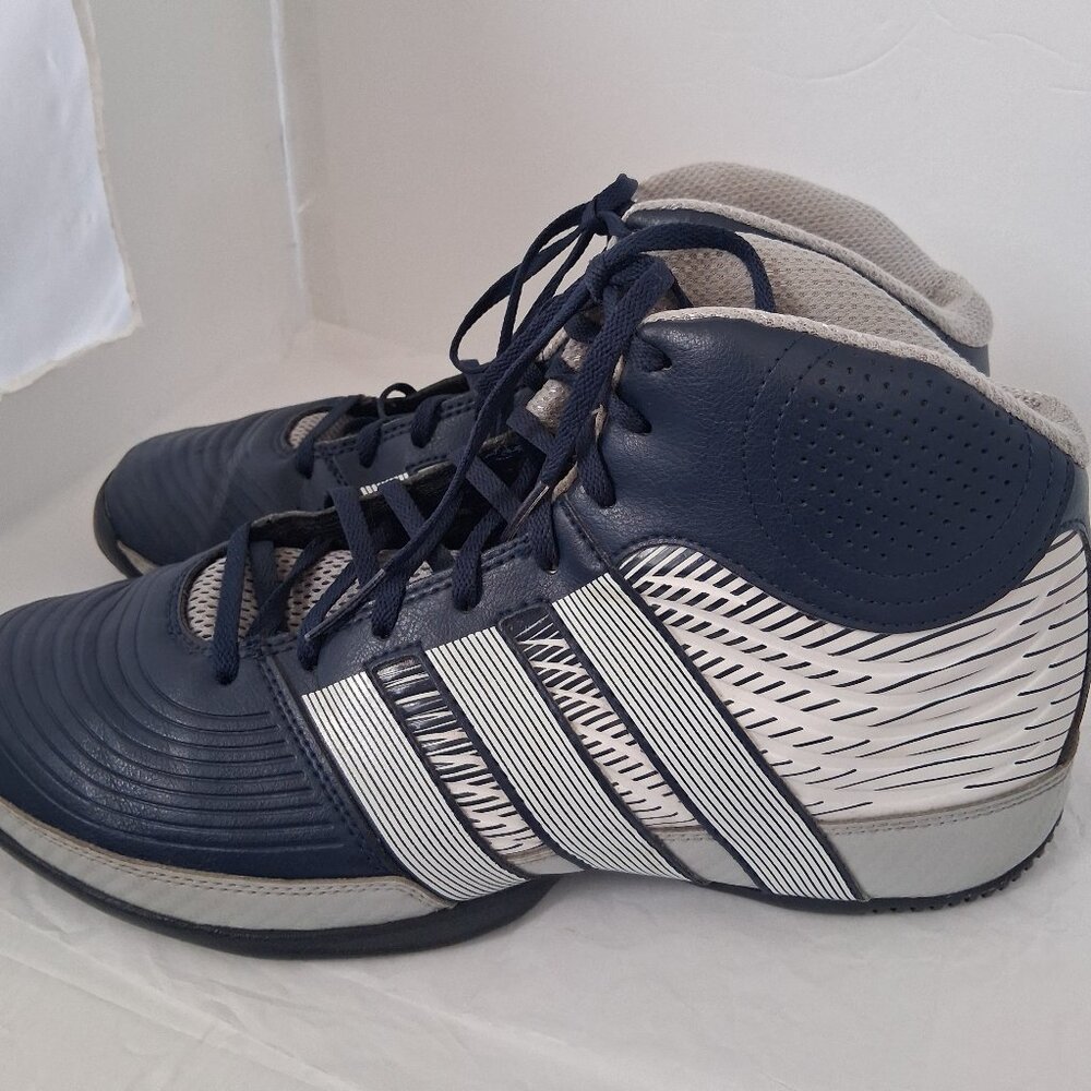 Adidas Throw Back Classic High Top Men's Sneaker Color Navy/Gray Size 10 1/2